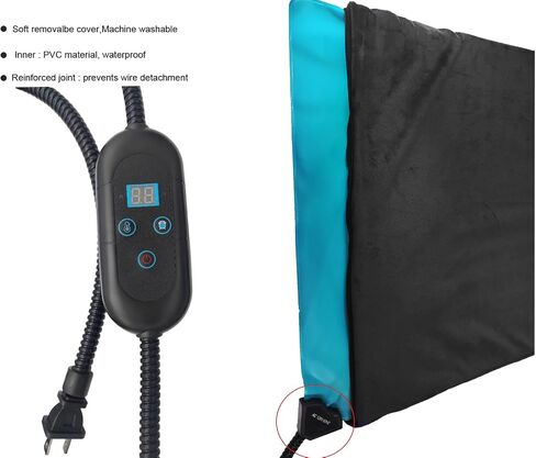 Pet Heating Pad for Cats & Small Dogs -18x18 Inch, 6 Heat Levels with Timer, Waterproof, Removable Washable Cover, Chew-Proof Cord, Digital Display in Kuwait