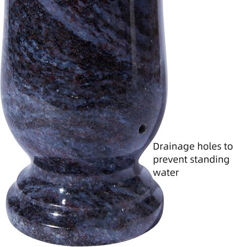 Cemetery Granite Vase for Grave, Natural Bahama Blue Stone Heavy Headstone Flower Holder with Drainage Hole, Set of 2 in Saudi Arabia
