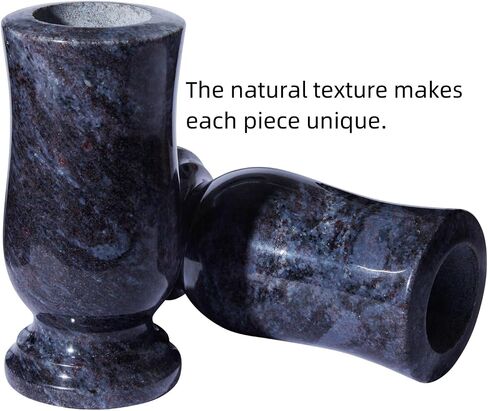 Cemetery Granite Vase for Grave, Natural Bahama Blue Stone Heavy Headstone Flower Holder with Drainage Hole, Set of 2 in Saudi Arabia