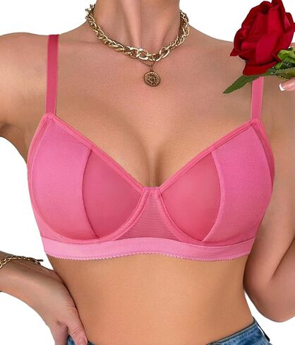 حمالات صدر Avidlove للنساء، حمالة صدر شبكية مثيرة من الدانتيل، حمالة صدر عميقة على شكل حرف V، غير مبطنة، حمالة صدر شفافة من خلال الملابس الداخلية in Kuwait