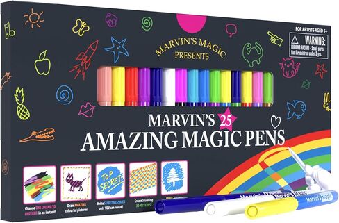 Marvin's Magic - Original x 25 Amazing Marker Pens - Color Changing Magic Pen Art - Create 3D Lettering or Write Secret Messages - Includes 25 Colour Changing Pens in Kuwait