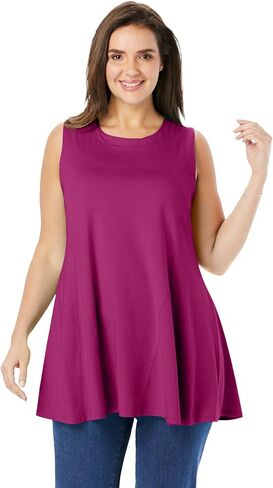 Woman Within Plus Size Sleeveless Fit-And-Flare Tunic Top in Saudi Arabia