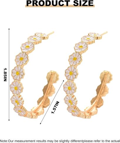 Daisy Hoop Earrings for Women White Daisy Flower Earrings C-Shaped Sunflower Hoops Spring Floral Jewelry Accessories in Saudi Arabia