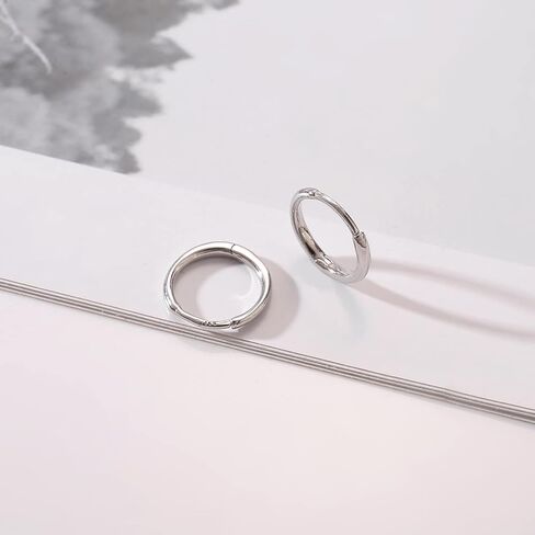 3 Pairs Silver Hoop Earrings for Women Hypoallergenic Small Cartilage Hoop Earrings Set 14K White Gold Plated Lightweight Huggie Earrings for Jewelry Gift,(Silver 8mm,10mm,12mm) in Saudi Arabia