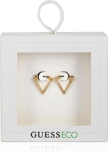 GUESS Goldtone Glass Stone V-Shape Hoop Earrings in Saudi Arabia