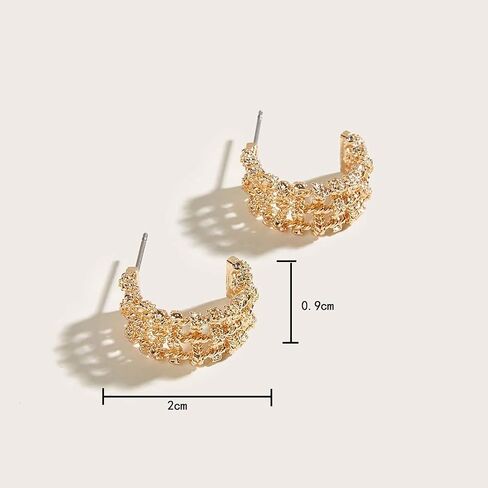 Earrings for Women Hoops Earring Sets Chunky Yellow Gold Textured Filigree Elegant for Daily Sexy Style in Saudi Arabia