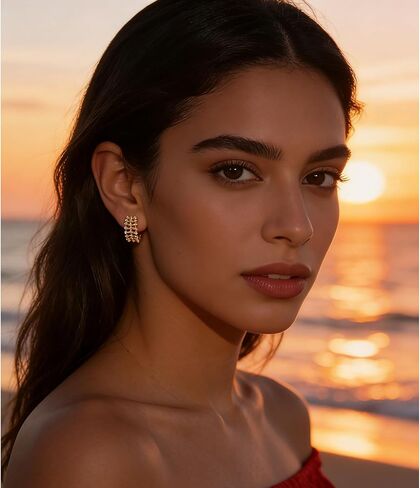 Earrings for Women Hoops Earring Sets Chunky Yellow Gold Textured Filigree Elegant for Daily Sexy Style in Saudi Arabia