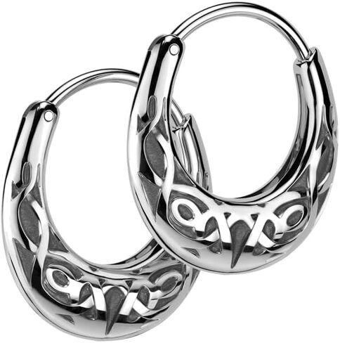 16GA 316L Stainless Steel Celtic Tribal Knot Tapered Hoop Earrings, Sold as a Pair in Kuwait