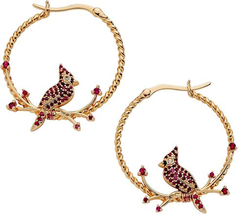 Alex and Ani Cardinal Earrings for Women - Reversible Design with Ruby Crystal Enamel Charms in Braided Hoops, Versatile Cardinal Jewelry in Saudi Arabia