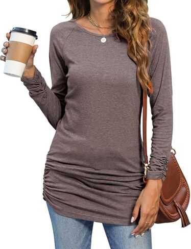 Sherosa Womens Basic Casual Long Sleeve Slim Fit T Shirt Dress Tunic Top in Saudi Arabia