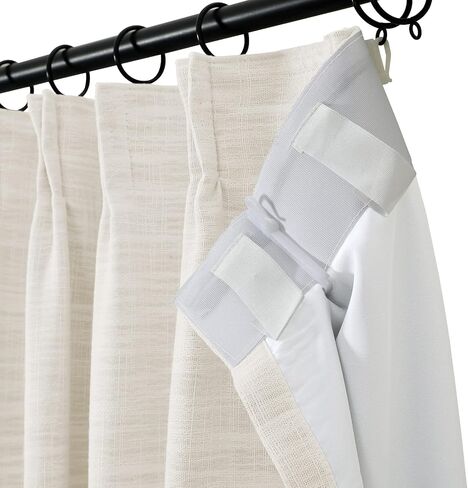 TWOPAGES Off White Polyester Linen 96 Inches Long Thermal Insulated Curtain with Pinch Pleated and Back Tab Blackout Textured Drape for Bedroom Living Room Double Layer Curtain (52Wx96L, 1 Panel) in Saudi Arabia