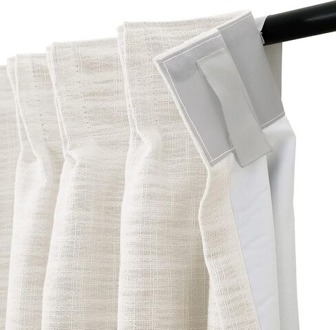 TWOPAGES Off White Polyester Linen 96 Inches Long Thermal Insulated Curtain with Pinch Pleated and Back Tab Blackout Textured Drape for Bedroom Living Room Double Layer Curtain (52Wx96L, 1 Panel) in Saudi Arabia