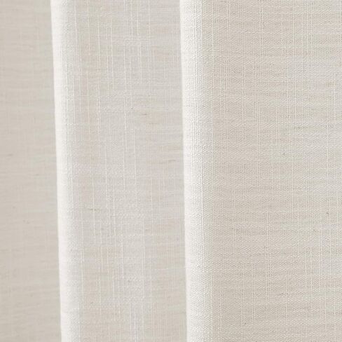 TWOPAGES Off White Polyester Linen 96 Inches Long Thermal Insulated Curtain with Pinch Pleated and Back Tab Blackout Textured Drape for Bedroom Living Room Double Layer Curtain (52Wx96L, 1 Panel) in Saudi Arabia