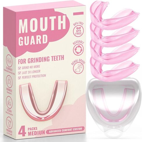 Pink Mouth Guard for Women, 4 Pack Medium Size in Saudi Arabia