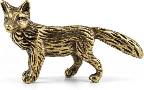 Mini Fox Figurine Small Brass Animal Statue Tiny Metal Fox Figurines for Home and Desk Decor Vintage Animal Sculpture Feng Shui Office Table Decoration in Saudi Arabia