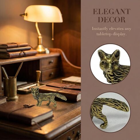Mini Fox Figurine Small Brass Animal Statue Tiny Metal Fox Figurines for Home and Desk Decor Vintage Animal Sculpture Feng Shui Office Table Decoration in Saudi Arabia