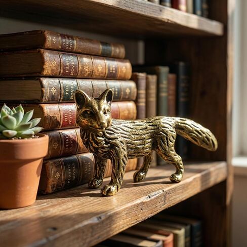 Mini Fox Figurine Small Brass Animal Statue Tiny Metal Fox Figurines for Home and Desk Decor Vintage Animal Sculpture Feng Shui Office Table Decoration in Saudi Arabia