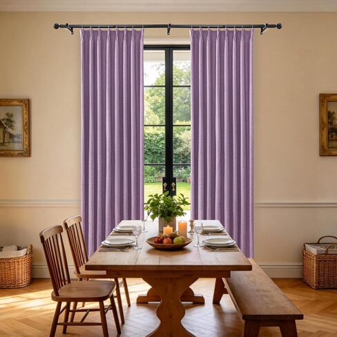 Etherealveil 100% Blackout Linen Blend Pinch Pleated Back Tab Curtains with Lining,Purple 84 Inches Length-2 Panels,Ideal for Bedroom Living Room Office 52" W x 84" L in Saudi Arabia