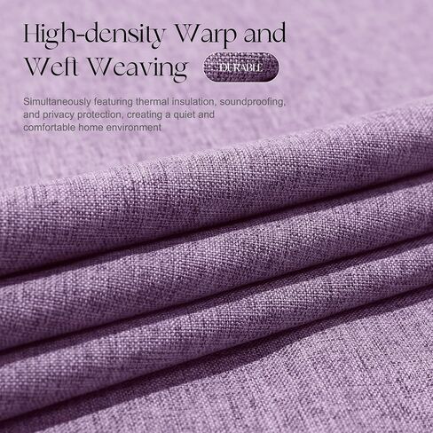 Etherealveil 100% Blackout Linen Blend Pinch Pleated Back Tab Curtains with Lining,Purple 84 Inches Length-2 Panels,Ideal for Bedroom Living Room Office 52" W x 84" L in Saudi Arabia