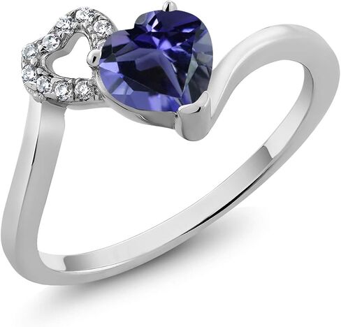 Gem Stone King 0.69 Ct Heart Shape Blue Iolite 925 Sterling Silver Ring in Kuwait