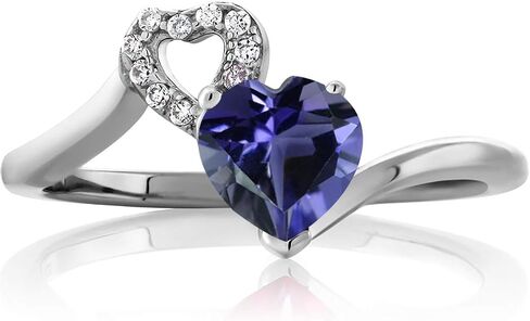Gem Stone King 0.69 Ct Heart Shape Blue Iolite 925 Sterling Silver Ring in Kuwait