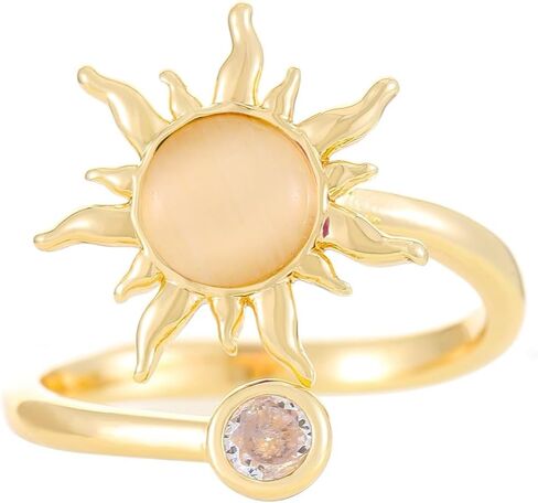 Caiyao Celestial Sun Ring Adjustable Copper Rings Dainty Sun Jewelry for Women in Kuwait