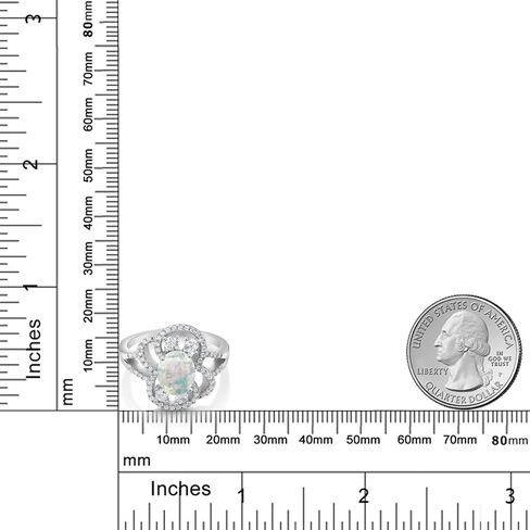 جوهرة ستون كينغ 925 الفضة الاسترليني 9X7MM البيضاوي كابوشون الأبيض مقلد أوبال بيان الدائري للنساء | 1.82 قيراط in Kuwait