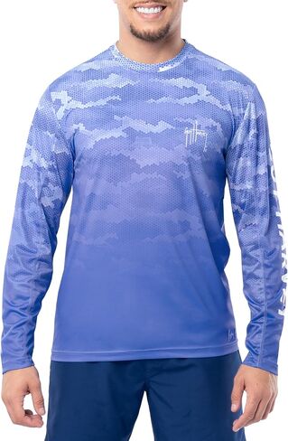 Guy Harvey Men’s Eco Cast UPF 50 Ombre Performance Long Sleeve Fishing Shirt in Kuwait