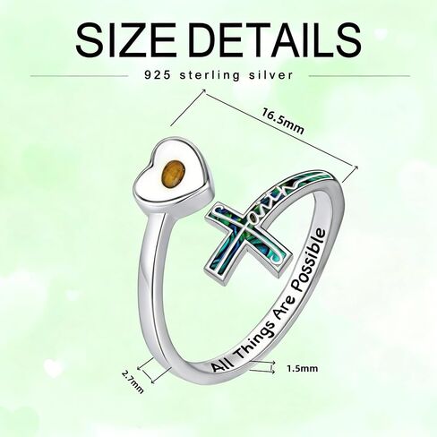 Heart Mustard Seed Cross Rings Adjustable Open Faith Cross Rings Christian Religious Jewelry Gifts for Women Mother Daughter in Saudi Arabia