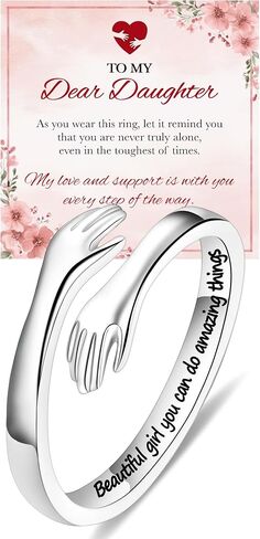 IEFLIFE Gifts for Teen Girls - Adjustable Silver Hug Ring for Women Girls Gifts, Birthday Graduation Gift for Daughter Granddaughter from Mom Grandma, Teen Girl Hug Ring Jewelry Gift in Saudi Arabia