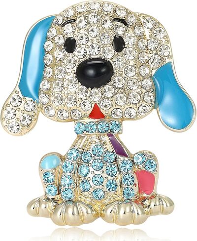 Cute Dog Rhinestone Brooch Dainty Puppy Animal Clothes Accessories Lapel Pin for Women Girls Fashion Dress Suit Hat Badge Jacket Brooches Pins Lovely Birthday Christmas Jewelry Pet Lover Decorations in Kuwait