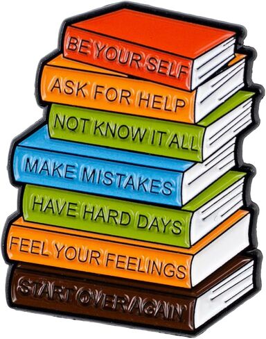 Motivational Kindness Colorful Books Brooch, Mental Health Anxiety Awareness Enamel Pin, Encouraging Self-care Pin Brooch, Positive Message Lapel Badge, Self Love, Inspirational Badges For Therapist Social Worker, Teacher Student Gift, Positive Vibes Acce in Kuwait