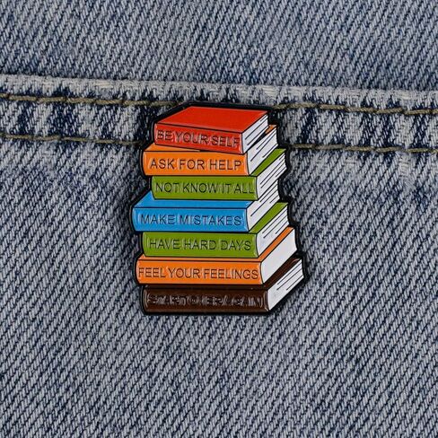 Motivational Kindness Colorful Books Brooch, Mental Health Anxiety Awareness Enamel Pin, Encouraging Self-care Pin Brooch, Positive Message Lapel Badge, Self Love, Inspirational Badges For Therapist Social Worker, Teacher Student Gift, Positive Vibes Acce in Kuwait