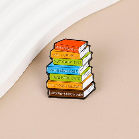 Motivational Kindness Colorful Books Brooch, Mental Health Anxiety Awareness Enamel Pin, Encouraging Self-care Pin Brooch, Positive Message Lapel Badge, Self Love, Inspirational Badges For Therapist Social Worker, Teacher Student Gift, Positive Vibes Acce in Kuwait