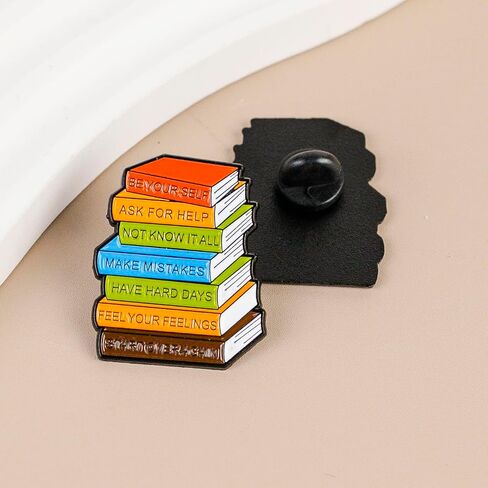 Motivational Kindness Colorful Books Brooch, Mental Health Anxiety Awareness Enamel Pin, Encouraging Self-care Pin Brooch, Positive Message Lapel Badge, Self Love, Inspirational Badges For Therapist Social Worker, Teacher Student Gift, Positive Vibes Acce in Kuwait
