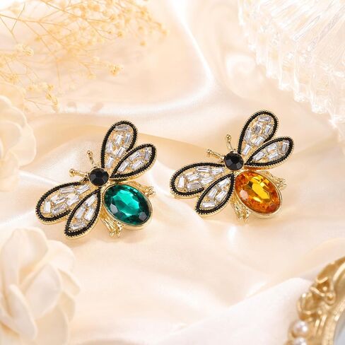 2Pcs Bee Brooch Pin, Honey Bee Rhinestone Brooches for Women Vintage Rhinestone Crystal Bumble Bee Jewelry Lapel Pin Stylish Accessory for Women Men Party Dating Daily in Saudi Arabia