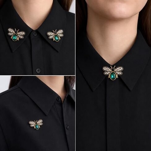 2Pcs Bee Brooch Pin, Honey Bee Rhinestone Brooches for Women Vintage Rhinestone Crystal Bumble Bee Jewelry Lapel Pin Stylish Accessory for Women Men Party Dating Daily in Saudi Arabia