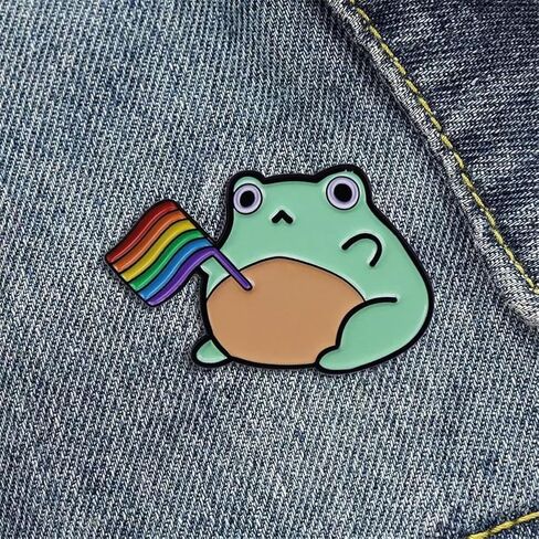 Cartoon Cute Rainbow Flag Frog Brooch Gay Badge Animal LGBT Enamel Pin Couple Accessories Clothes Bag Jacket Fashion Jewelry in Saudi Arabia
