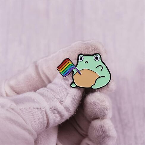 Cartoon Cute Rainbow Flag Frog Brooch Gay Badge Animal LGBT Enamel Pin Couple Accessories Clothes Bag Jacket Fashion Jewelry in Saudi Arabia