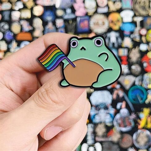 Cartoon Cute Rainbow Flag Frog Brooch Gay Badge Animal LGBT Enamel Pin Couple Accessories Clothes Bag Jacket Fashion Jewelry in Saudi Arabia