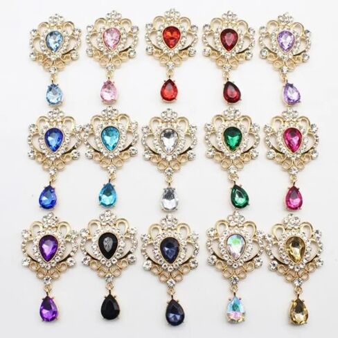 3Pcs/5Pcs Random Color 32 * 60MM for Needlework Rhinestone Button Hair Manualidades Accessories Diy Flat Back Brooch Jewelry in Kuwait