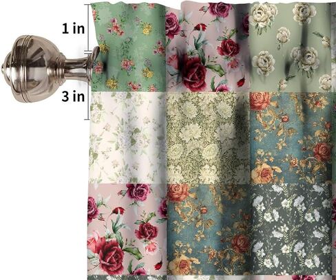 Vintage Patchwork Valance, Country Retro Floral Cottage Green Boho Rose Window Treatment for Bedroom Kitchen Living Room Home Bathroom 1 Panel,53x18 Inch in Saudi Arabia