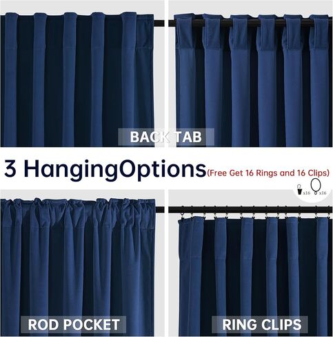Velvet Blackout Navy Blue Curtains 120 Inches Long for Living Room,Thermal Insulated Room Darkening Drapes with Back Tabs Floor to Ceiling Length 10Ft Elegant Curtain Panels Modern Home Decor in Saudi Arabia