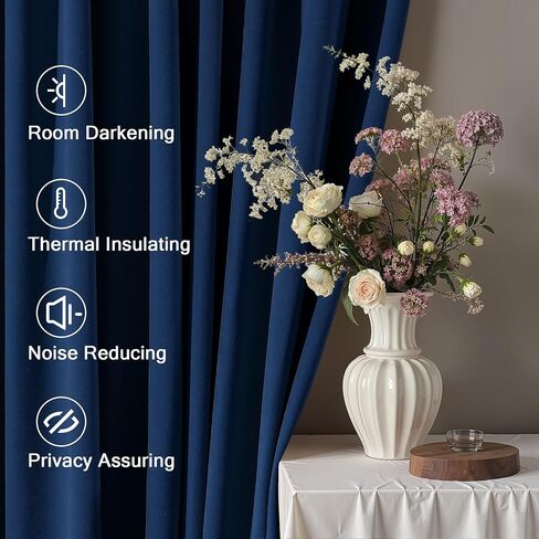 Velvet Blackout Navy Blue Curtains 120 Inches Long for Living Room,Thermal Insulated Room Darkening Drapes with Back Tabs Floor to Ceiling Length 10Ft Elegant Curtain Panels Modern Home Decor in Saudi Arabia