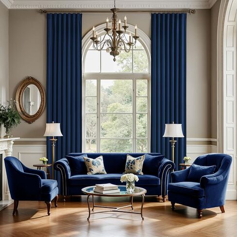 Velvet Blackout Navy Blue Curtains 120 Inches Long for Living Room,Thermal Insulated Room Darkening Drapes with Back Tabs Floor to Ceiling Length 10Ft Elegant Curtain Panels Modern Home Decor in Saudi Arabia