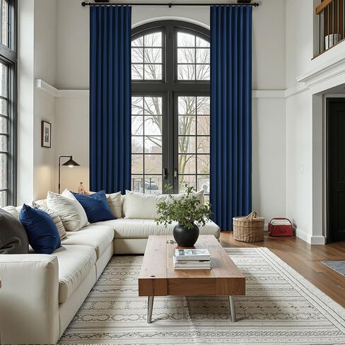 Velvet Blackout Navy Blue Curtains 120 Inches Long for Living Room,Thermal Insulated Room Darkening Drapes with Back Tabs Floor to Ceiling Length 10Ft Elegant Curtain Panels Modern Home Decor in Saudi Arabia