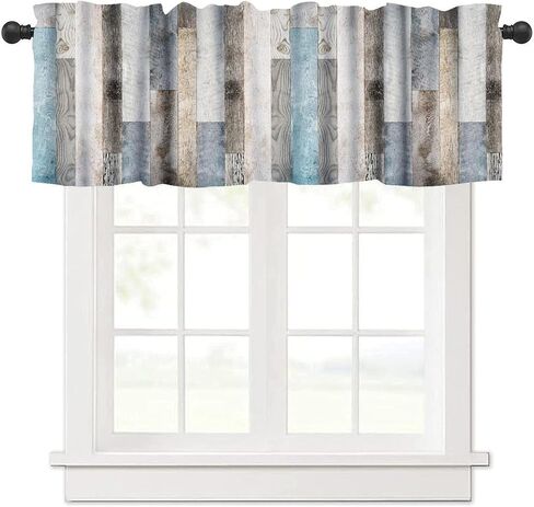 ycness مزرعة الحظيرة باب الستارة الستائر ريفي الخشب البلد الغربي خمر الريفية الزرقاء الخشبية الخشبية المقصورة الستارة للرجال النساء غرفة المعيشة ستائر رمادي قضيب جيب، 54 × 18 بوصة in Kuwait