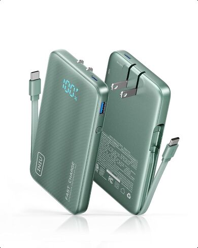 INIU 3-in-1 Portable Charger, 45W 10000mAh Fast Charging Power Bank, Built-in USB C Cable & Foldable Wall Plug, Travel Essentials, Battery Pack for iPhone 17 16 15 Series, Samsung, MacBook, etc. in Saudi Arabia