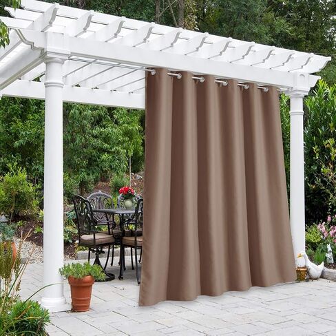 NICETOWN Bedroom Blackout Curtain for Patio Room Darkning, Rustproof Grommet Blackout Vertical Blind, Sunlight Blocking Vertical Drape for Front Patio/Hall, Tan, 1 Piece, 84" Wide, 120" Long in Kuwait