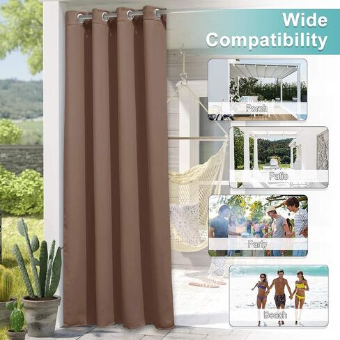 NICETOWN Bedroom Blackout Curtain for Patio Room Darkning, Rustproof Grommet Blackout Vertical Blind, Sunlight Blocking Vertical Drape for Front Patio/Hall, Tan, 1 Piece, 84" Wide, 120" Long in Kuwait